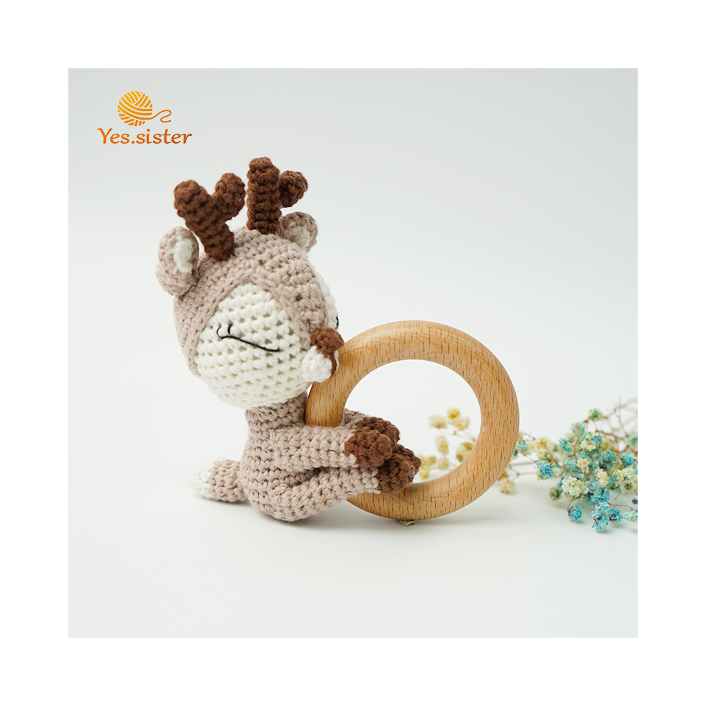 Горячая Распродажа, Прорезыватель для зубов из 100% хлопка в виде оленя из бука для младенцев