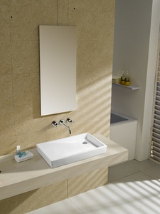 Factory Supplier Modern Geometrical Countertop Wash Basin Sink Hand Bathroom White Ceramic <b>Wall</b> Hung Basin for Hotel - Product Image 2
