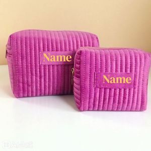 Bolsa de Maquillaje de Terciopelo Rosa con Logotipo Personalizado, Bolsa de Cosméticos con Cierre, Suave al Tacto, para Viaje, para Mujeres - Product Image 1