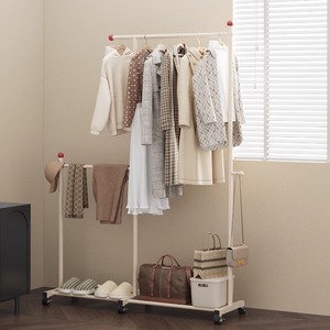 Clothing Organizer Floor-standing <b>Clothes</b> <b>Rack</b> Double-layer Mobile Storage <b>Rack</b> For Bedroom With Hat And Underwear Holder - Product Image 3