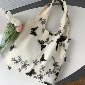 Custom Embroider Oil Painting Printed Vintage Bag Canvas Tote Handbags For Women Friendly Canvas Sturdy Handbag Tote Bag