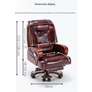 Sedia Direzionale Girevole in Pelle Stile Moderno, Regolabile in Altezza, in Legno Massello, Ideale per Uffici - Offerta Speciale - Product Image 5