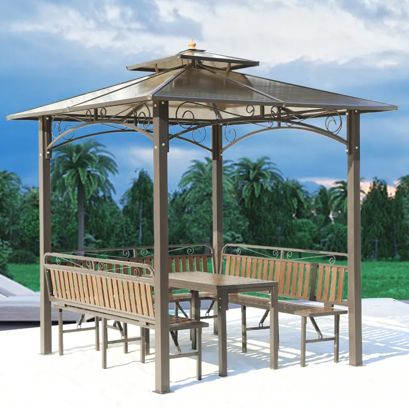 Tấm Phủ Gian Hàng Hình Lục Giác Pergola Chống Nước Có Động Cơ Bằng Nhôm Tấm Che Nắng Mái Vòm Che Nắng