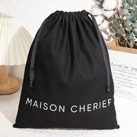 Housses de sac à poussière en tissu lin coton noir doux et écologique imprimé Sizelogo personnalisé pour sacs à main sacs à main chaussures