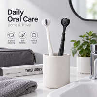 Brosse à dents manuelle 3 faces pour adultes, OEM & ODM, poils souples de 0,15 mm pour un nettoyage en profondeur, brosse de voyage pour soins bucco-dentaires, blanc et noir