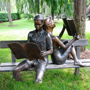 Decorazione da Giardino, Statua in Bronzo a Grandezza Naturale, Scultura di Insegnante con Bambini che Leggono, Design d'Arte Moderna - Product Image 4