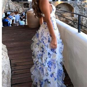 Abiti da sera lunghi con volant da donna senza spalline senza schienale <span class=keywords><strong>Organza</strong></span> Chiffon alla moda - Product Image 3