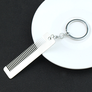 Mini peigne en métal argenté porte-clés, breloque pour salon <span class=keywords><strong>de</strong></span> coiffure, coiffeur, barbier, cadeau pour coiffeur, pendentif <span class=keywords><strong>de</strong></span> sac, bijou - Product Image 1