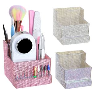Rhinestone‑Encrusted Nail Tool Storage <b>Box</b> Desktop Organizer for Nail Drill Bits Nail <b>File</b> Nail Brush Manicure Desktop Decor - Product Image 1