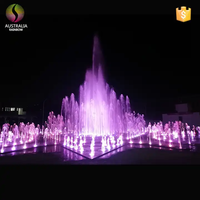 Fuente de Agua Musical Cuadrada para Jardín, Fuente de Agua Seca para Exteriores con Luces LED de Colores