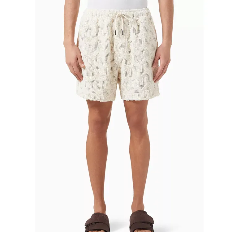 Tùy chỉnh lỏng phù hợp với tự nhiên thoải mái túi thiết kế thoáng khí Crochet quần short trong cotton pha trộn quần short cho nam giới
