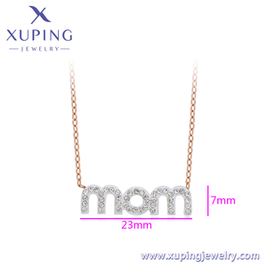 A00902942Xuping joyería al por mayor moda Simple diamante conjunto letras oro rosa collar de acero inoxidable - Product Image 3