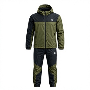 Ensemble coupe-vent à capuche pour homme X Sports City, style sportif, polyester, fermeture éclair, pour l'automne, idéal pour les activités de plein air et l'aventure - Product Image 1