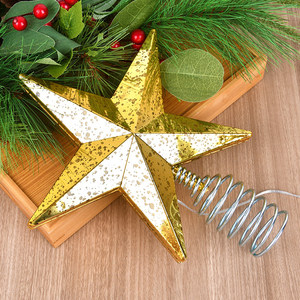 Décoration de sommet d'arbre en forme d'étoile à cinq branches lumineuse de haute qualité, faite à la main, en PVC, avec éclairage LED clignotant, boîte à lumière en forme d'étoile, ornements pour arbre de Noël - Product Image 4