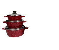 6pcs 24cm 28cm 32cm Set Peralatan Masak Jumbo Anti Lengket Aluminium Granit Panci Wajan Set dengan Spatula