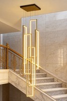 Lustre suspendu moderne en forme de carré LED pour hôtel, villa, plafond haut, escalier, grand luminaire suspendu, lustre personnalisé en gel de silice