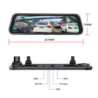 Système Android 8.1, écran tactile 10 pouces, enregistreur vidéo double objectif, rétroviseur, caméra de voiture 4G WiFi