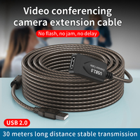 Cable de Extensión USB 2.0 Transparente Negro DFX de 10 m, Cable Blindado de 3 Capas con Cobre Estañado 24/28 AWG para PC