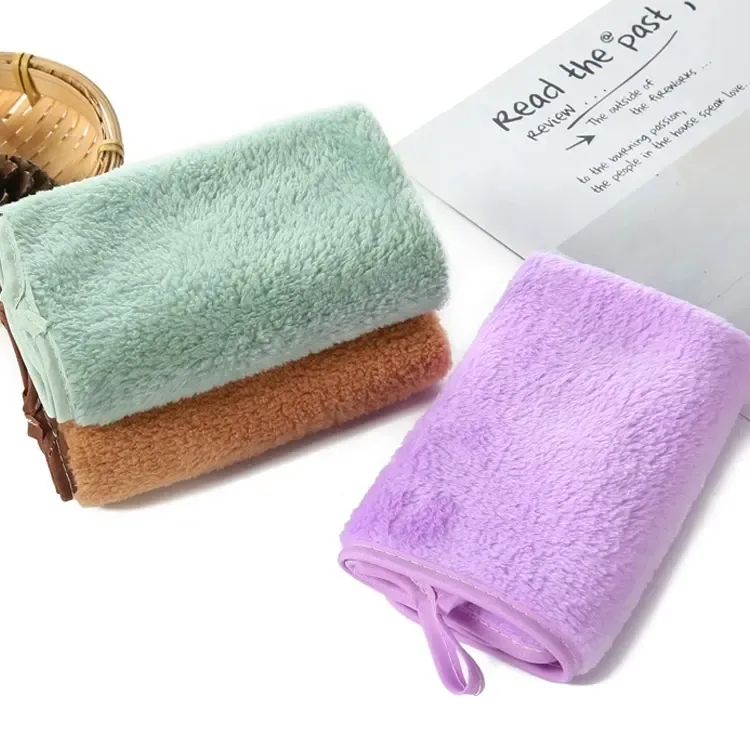 Wholesale Organic Washcloth Soft Coral Velvet Face Towel Kids Plushie Hand Washcloth