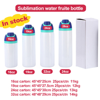 Bouteille d'eau vierge pour sublimation 16oz 19oz 24oz 32oz, gourde sport en métal à double paroi avec revêtement anti-transpiration pour presse à chaud et création DIY