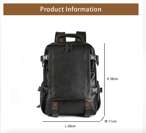 AndoBag Genuine Cow <b>Leather</b> 14-Lnch Laptop <b>Backpack</b> for Men Man Fashion Handbag Shoulder Bag <b>Large</b> Capacity Travel Bags 1438 - Product Image 2