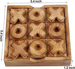素朴な装飾ウッドTic Tac Toe & 4 in-Rowテーブルゲームセット折りたたみ式金属チェスボード家族とチェス愛好家 - Product Image 5