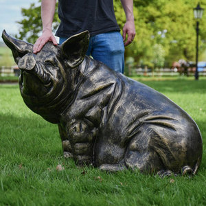 Grande sculpture de jardin en bronze cochon Statue d'animal grandeur nature or brossé nouveau design <span class=keywords><strong>peinture</strong></span> modèle en métal imprimé personnalisé 5mm d'épaisseur - Product Image 3