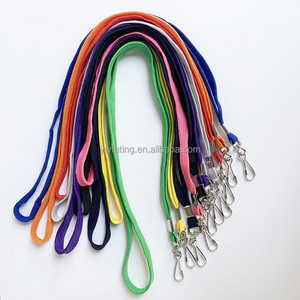 2025 Bulk Tube Rope Printed Cord Lanyard for Id Badge Holder Durable Flat Tubular Lanyard with Swivel Hook and Badge Clip