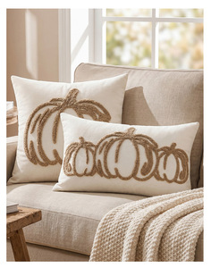 Fodera <span class=keywords><strong>per</strong></span> cuscino lussuosa stile crema 2026, ricamata a forma di zucca, personalizzata <span class=keywords><strong>per</strong></span> divano, autunnale, Halloween, all'ingrosso - Product Image 6