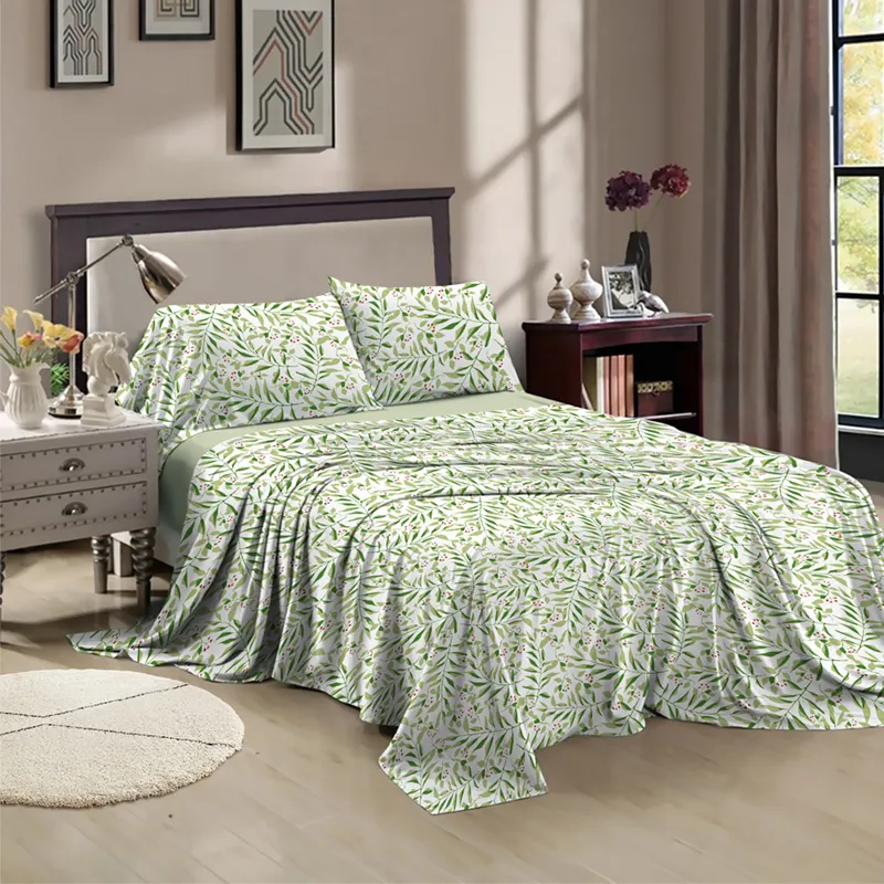 Tuần Trăng Mật 3d 100% Microfiber Được Trang Bị Bộ Đồ Giường In Phẳng King Queen Kích Thước Tấm Ga Trải Giường Bộ Gối