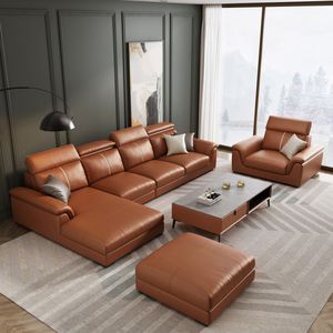 Sofa kulit sapi lapisan atas sofa modernos sederhana sofa Italia ruang tamu sudut modular bagian dari modular - Product Image 6