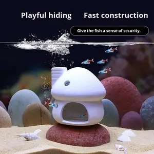 Decoración de Pecera con Forma de Casa de Champiñones de Cerámica, Escondite, Tanque de Cría para Peces, Paisaje, Nido para Camarones y Peces Pequeños - Product Image 1