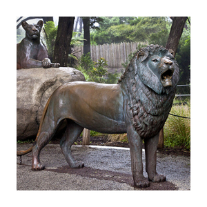 Atacado Preço Barato Casa Jardim Decoração Grande Fundição Bronze Animal Escultura Esculpida Polido Latão Leão Estátua