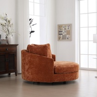 Modernes Einsitziges Chenille-Relaxsofa mit Gepolstertem Stoffbezug in Runder Form für Wohnzimmer und Schlafzimmer