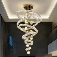 Lustre en cristal K9 de luxe, hauteur réglable, doré, luminaire moderne pour plafond, villa, salon, escalier, hôtel, décoration de mariage