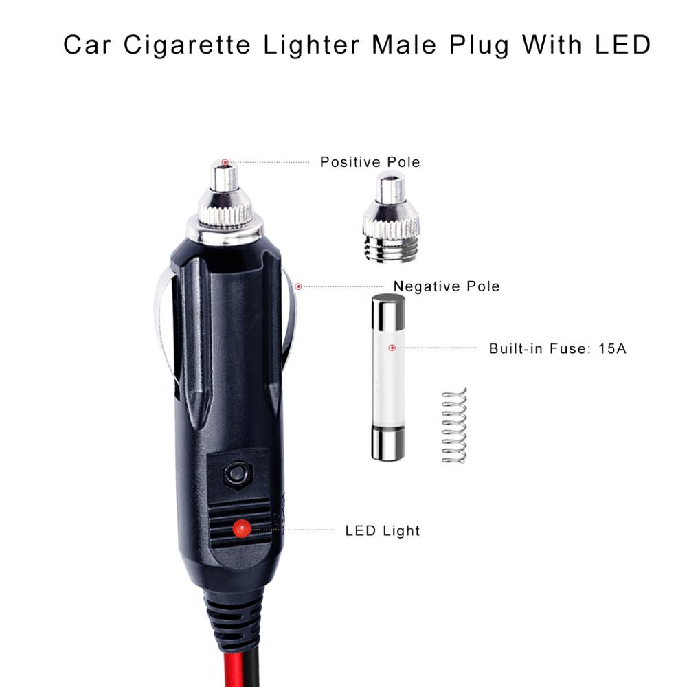 Sigarettenaansteker 12-24V 10A Auto EC5 Vrouw naar Sigarettenaansteker PVC Plastic Auto Elektrische Aansteker Noodstart Batterij Kabel Adapter Plug Zwart