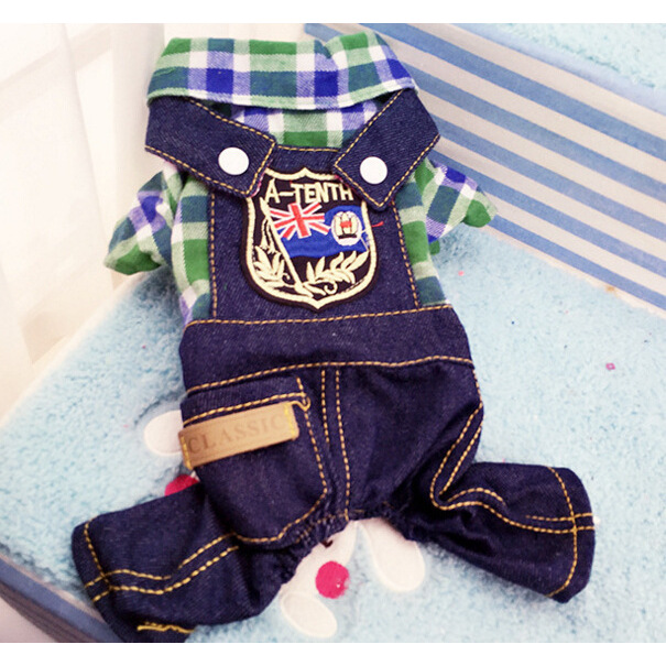 Four-legged plaid denim green