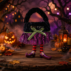 Bolsas <span class=keywords><strong>de</strong></span> Peluche Modernas para Dulces <span class=keywords><strong>de</strong></span> Halloween, Cesta <span class=keywords><strong>de</strong></span> Caramelos con Lentejuelas Moradas y Patas <span class=keywords><strong>de</strong></span> Bruja, Bolsa <span class=keywords><strong>de</strong></span> Regalo Personalizada con Bordado para Niños - Product Image 2