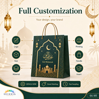 Sacs en papier Ramadan Kareem avec poignées, emballage écologique en kraft pour cadeaux d'entreprise, logo personnalisé, prix de gros, production rapide