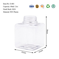 Vente en gros de flacons pompe à savon en plastique PET transparent carrés de 60 ml