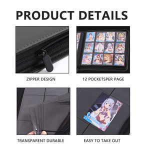 Zeno PP 1000 Portefeuille de cartes 12 Pocket Cartes à collectionner et cartes de visite Album Stockage à long terme Fermeture à glissière Classeur - Product Image 5