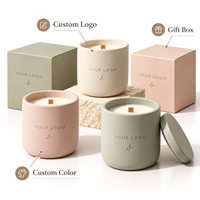 Bougie parfumée en cire de soja naturelle avec mèche en bois ronde, dans un pot en céramique, logo personnalisé de luxe, coffret cadeau d'aromathérapie, parfum d'ambiance pour la maison, fabriqué en Chine