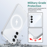 Coque de téléphone portable transparente antichoc en gros pour Samsung Galaxy A35 A26 A16, épaisseur 1,5 mm, aimants pour charge sans fil