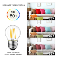 Ampoules LED à filament dimmable en verre transparent, lumière chaude 1W 2W 4W 5W 6W E12 E14 E26 E27 B22 G14 G16 P45 G45 G50 pour la maison