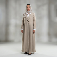 Abaya Dubai Pinggang Tinggi Wanita Mewah Bahan Polyester Stretch Ukuran Besar Berkancing Lipit Anti-Statis Muslim Elegan