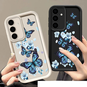 Coque de téléphone portable en TPU antichoc de style lentille d'appareil photo avec imprimé de fleurs bleues papillon pour Samsung A03S A04 A05 A05S A06 A12 <span class=keywords><strong>A13</strong></span> - Product Image 3