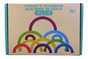 Montessori Wooden <strong>Rainbow</strong> <strong>Stacking</strong> Game Learning Toy Geometry Building <strong>Blocks</strong> Educational <strong>Stacking</strong> Ring Toys for Kids - Product Image 3
