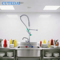 Robinet de cuisine commercial de style industriel Finition chromée Laiton mural Pulvérisateur de pré-rinçage à 2 poignées rétractable Lave-vaisselle à 2 trous