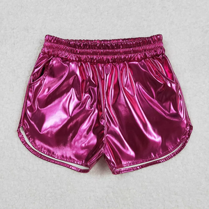 Shorts en cuir élastiques pour filles de 2 à 16 ans, couleur bonbon, avec poches, vente en gros - Product Image 5