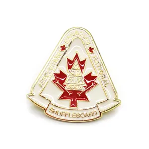 Custom Red White Canada Association National Shuffleboard Enamel Pins Metal Logo For Caps